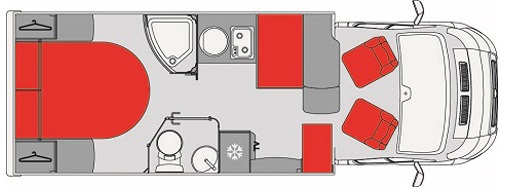 Camping car profilé de 7 m avec lit central (doc. Pilote P700 C)