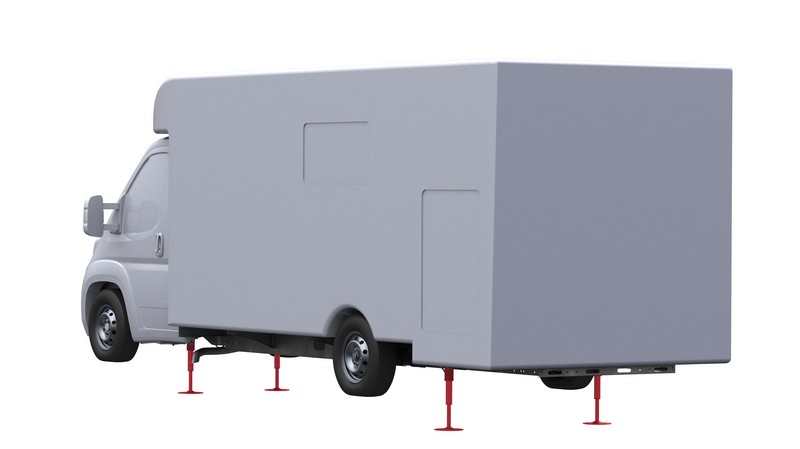 Installation de vérins électriques autolift 4 sur camping-car Fiat Al-Ko 