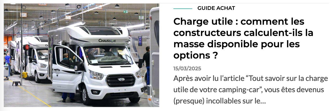 charge utile camping-car poids des options