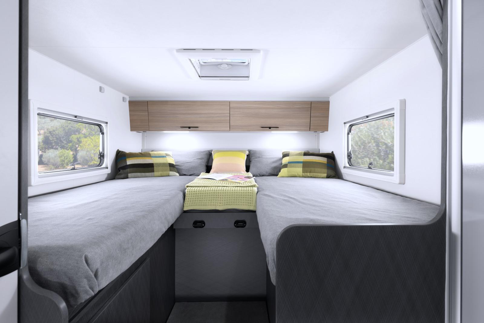 Les lits jumeaux de l'Etrusco T 7.4 SB (7,40 m)