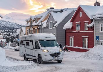 L'Optima OnTour, un petit gabarit très à l'aise sur toutes les routes, y compris sur la neige. ©Hobby/Foto: Oliver Franke